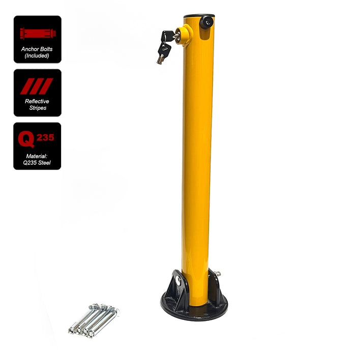 Heavy-duty Parking Bollard locker Barrier Vehicle 2 Side Fold-down Design Cast Steel Base 60cm