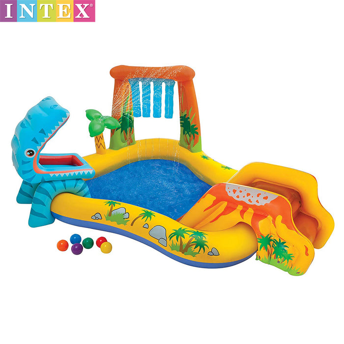 INTEX Dinosaur Inflatable Pool Slide Water Fun Play Centre 2.49m x 1.91m