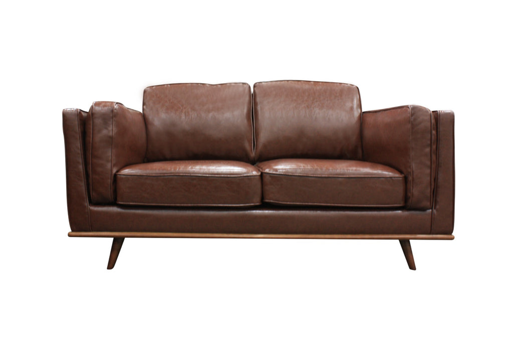 2 Seater Faux Leather Sofa Brown Modern Lounge Set for Living Room Couch with Wooden Frame high quality