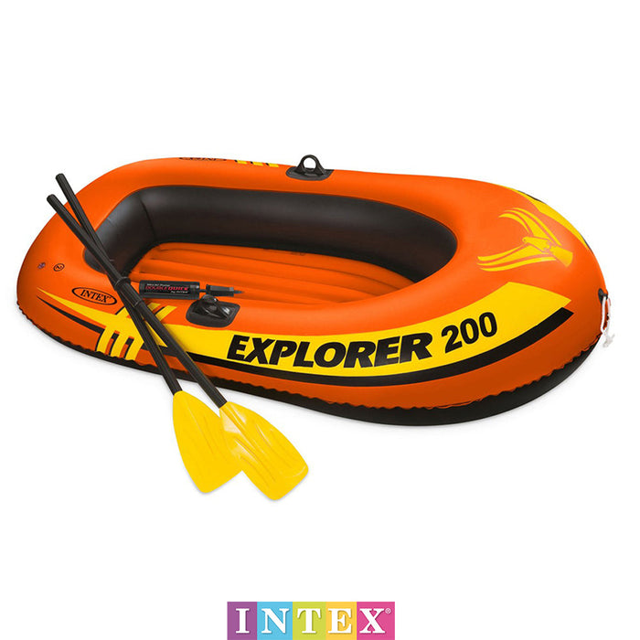 INTEX Explorer 2-Person Inflatable Boat Set & French Oars Mini Air Pump