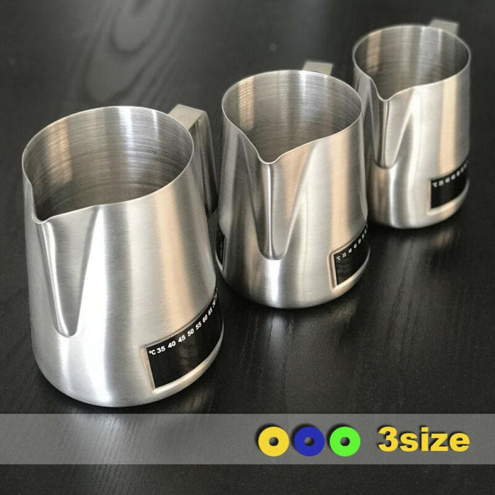 Large 1000ML Latte Stainless Steel Pro Milk Frothing Pitcher Jug With Integrated Thermometer