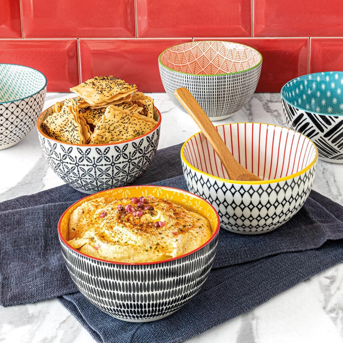 Geometry 6 Piece Bowls Set Stoneware Dishwasher safe Over and Back 5" /12.5cm AU