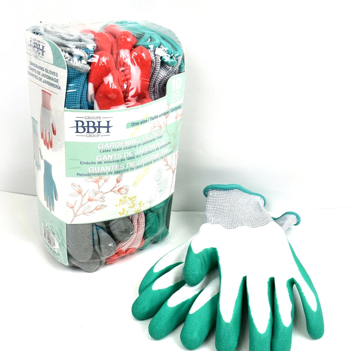10 Pairs BBH Gardening Garden Gloves Antimicrobial protection Latex Coating