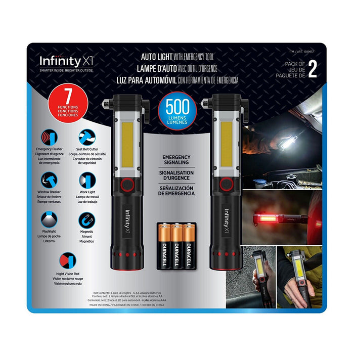 Infinityx1 7 In 1 Car Emergency Tool 500 LM 2pack Flashlight Work Light Portable