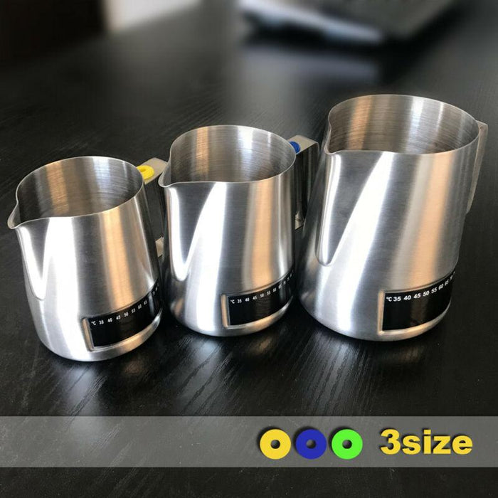 Large 1000ML Latte Stainless Steel Pro Milk Frothing Pitcher Jug With Integrated Thermometer