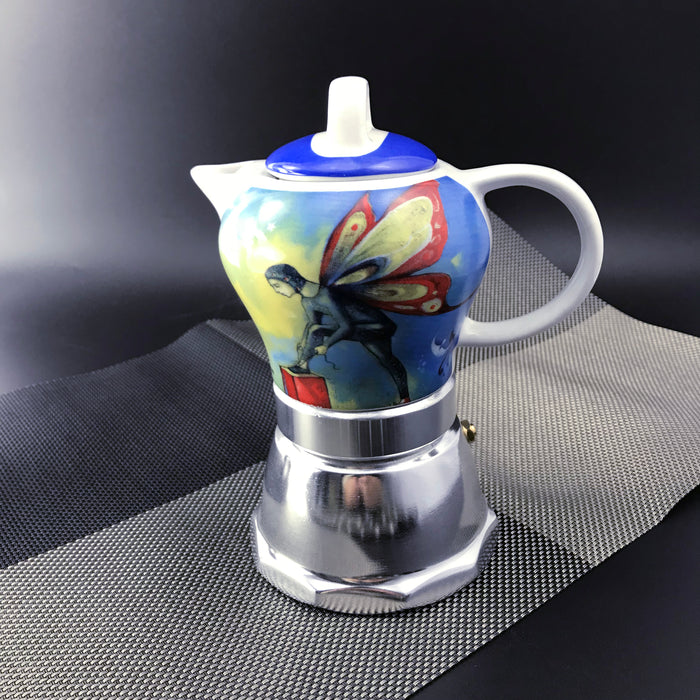 Vintage Porcelain Ceramic Italian Stove Top Espresso Coffee Maker 3-4Cups 200ml