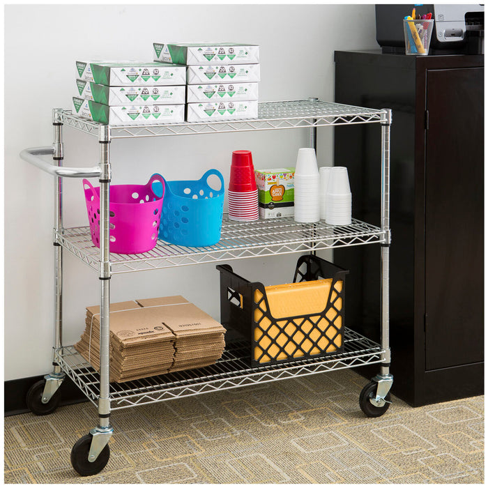 TRINITY 3 Tier Chrome Cart Rack Steel Storage Heavy Duty Kitchen Trolley