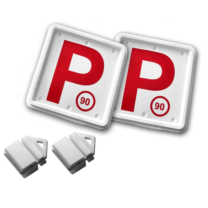 2 Pcs Clip It On Plate With 2 P/L Licence Plate Set (Green P/ Green P 100 / Red P / Red P 90 / L / L90)