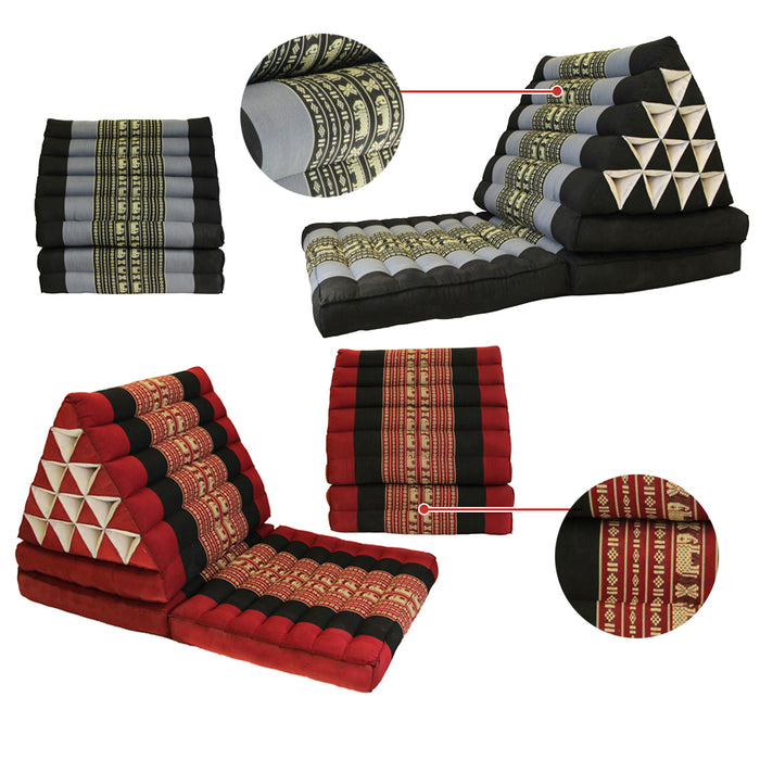 Jumbo Thai 3 FOLDS Triangle Pillow Mattress Cushion outdoor DayBed 9 Different Patterns