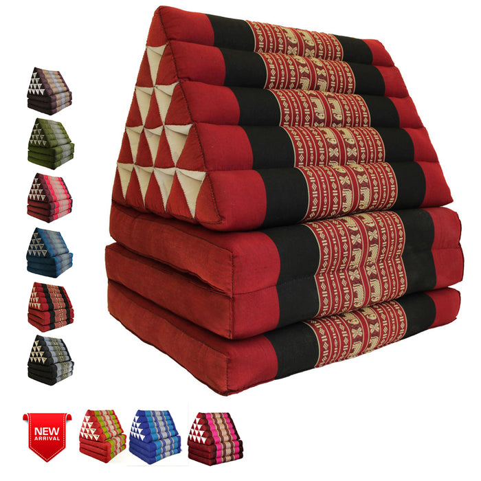 Jumbo Thai 3 FOLDS Triangle Pillow Mattress Cushion outdoor DayBed 9 Different Patterns