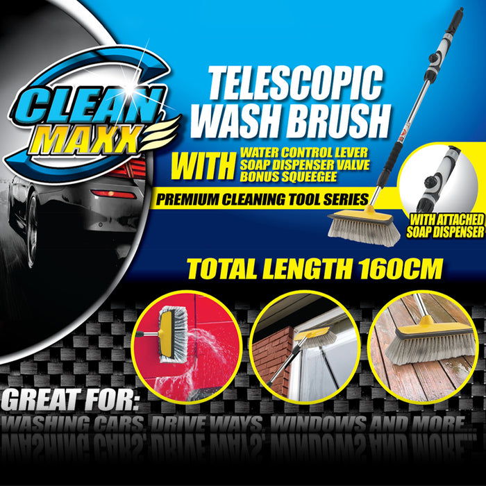 Telescopic Water Fed Car Wash Brush Soap Dispenser Van Boat Vehicle Cleaner