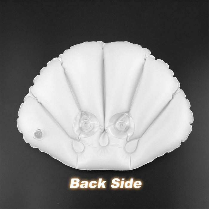 Shell Shape Bath Pillow Terrycloth & Vinyl Covering Soft Inflatable White / Pink