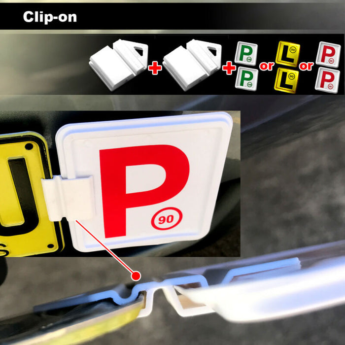 2 Pcs Clip It On Plate With 2 P/L Licence Plate Set (Green P/ Green P 100 / Red P / Red P 90 / L / L90)