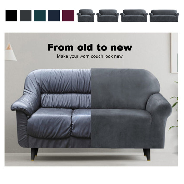 Velvet Sofa Cover Plush Couch Cover 5Colours Lounge Slipcover au