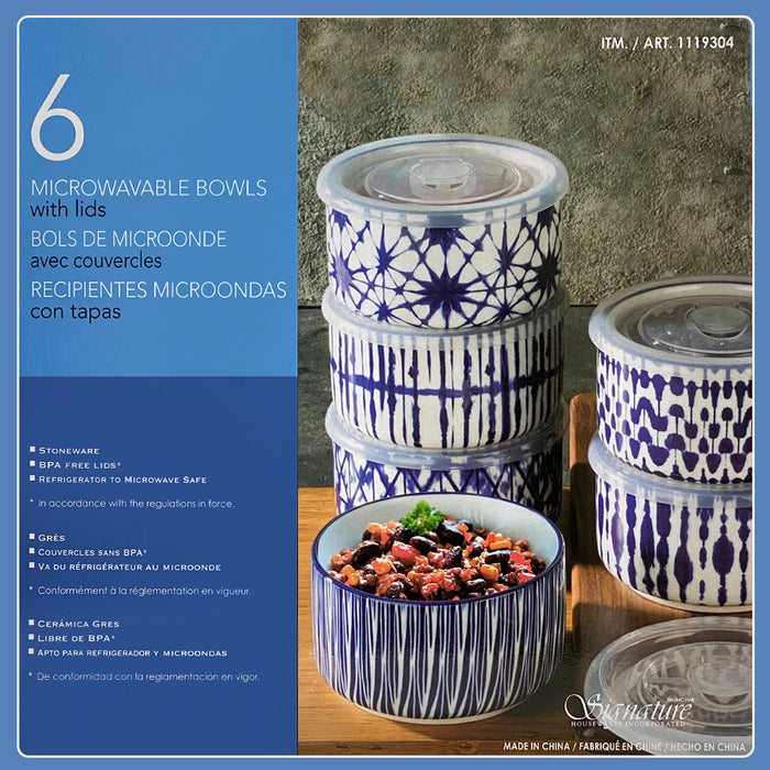 BPA Free 6 pcs Set Signature Bowl Set With Lids 591.47 ML / 19.9 OZ Ceramic