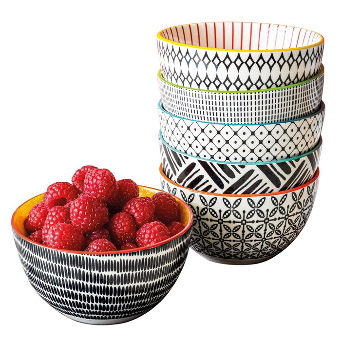 Geometry 6 Piece Bowls Set Stoneware Dishwasher safe Over and Back 5" /12.5cm AU