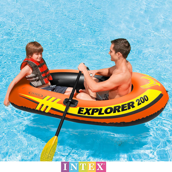 INTEX Explorer 2-Person Inflatable Boat Set & French Oars Mini Air Pump