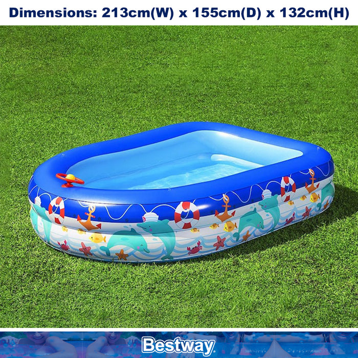 Bestway Inflatable Sun Shade Pool Kids With A Removable Shade Sealife 213x155x132cm
