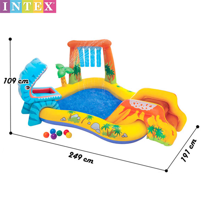 INTEX Dinosaur Inflatable Pool Slide Water Fun Play Centre 2.49m x 1.91m