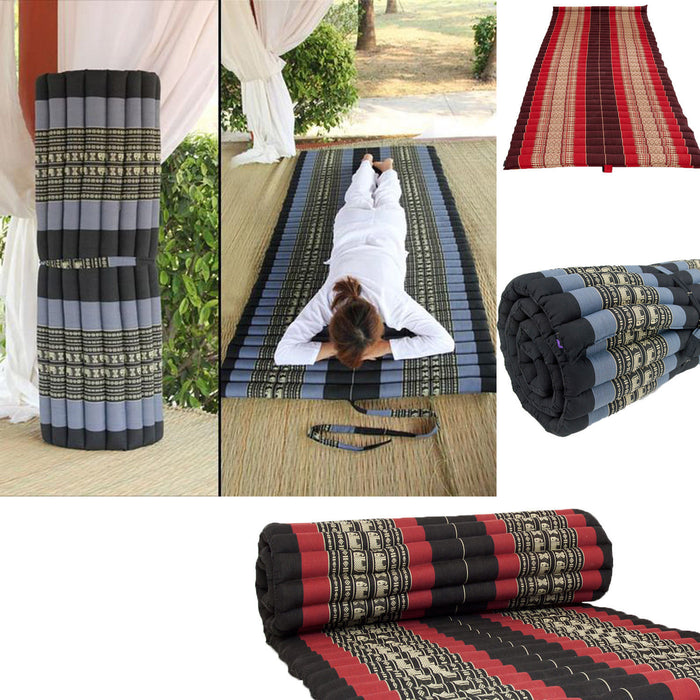 Jumbo Size 100% Kapok Thai Roll Up Mat Fold Out Mattress Cushion Day Bed
