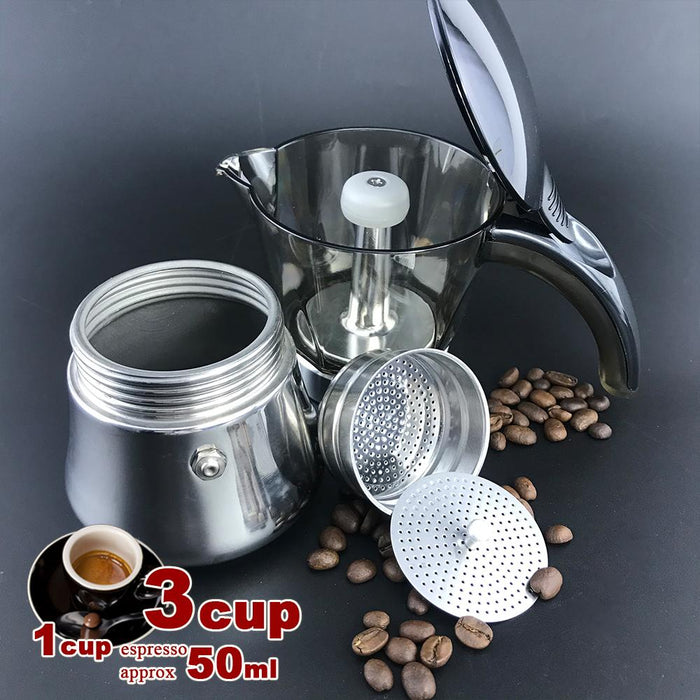 Black 3-6Cups Stainless Steel Stove Top Espresso Italian Coffee Maker BPA Free