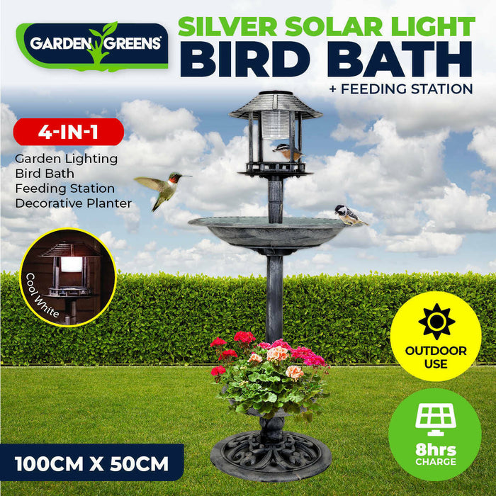 Garden Greens With Feeding Station And Lights 1M Bird Bath Solar Power AU STOCK