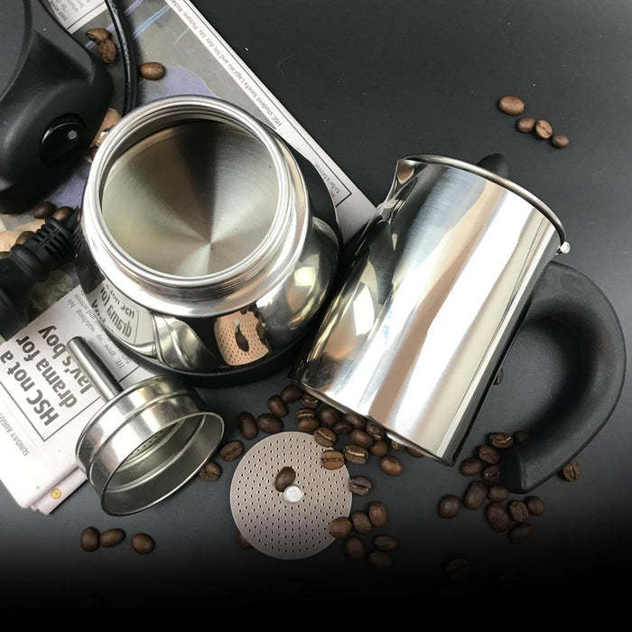 4Cups Electric Espresso Moka Coffee Maker Italian Classic Stainless Steel