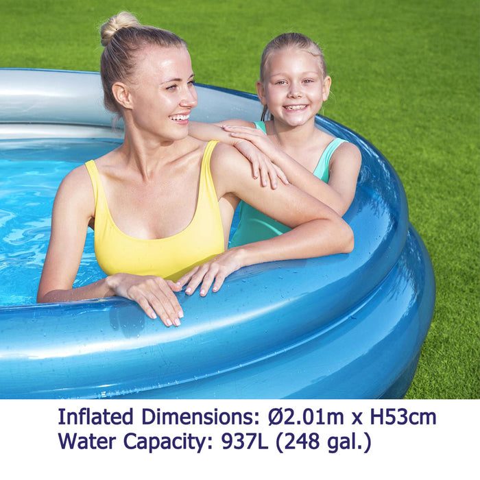 BESTWAY Kids 3-Ring Round 2.01m Big Metallic Kids Blue Inflatable Pool