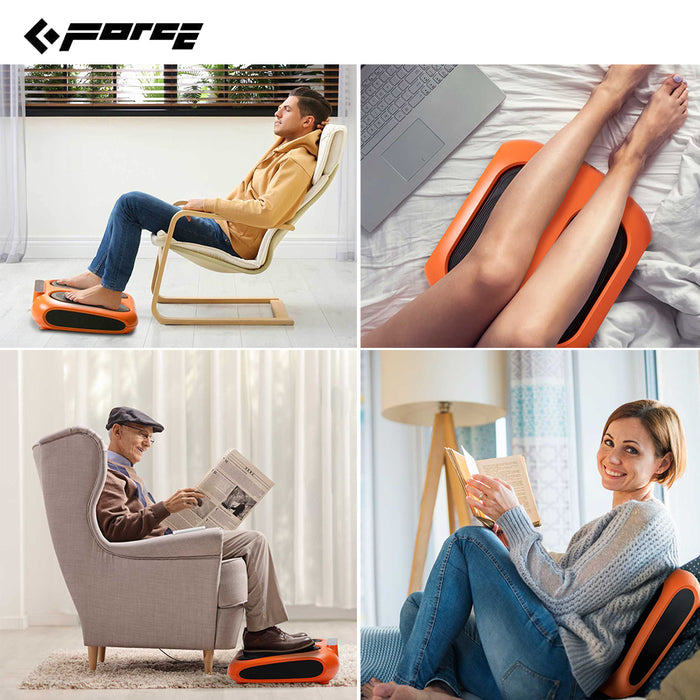 Force Electric Foot Massager Vibrating And Kneading Authentic Massage Relieve Pain Sore in Feet Calves Improve Circulation Health with Remote Control Orange