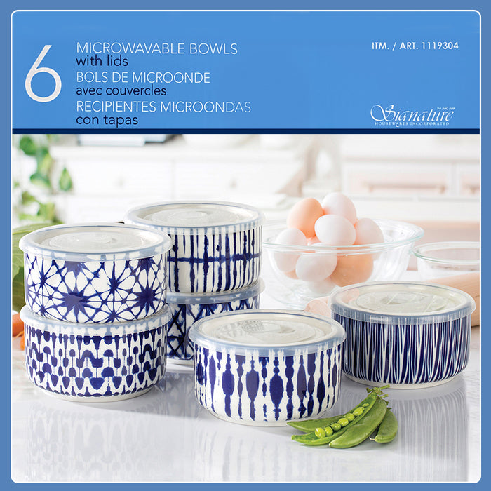 BPA Free 6 pcs Set Signature Bowl Set With Lids 591.47 ML / 19.9 OZ Ceramic