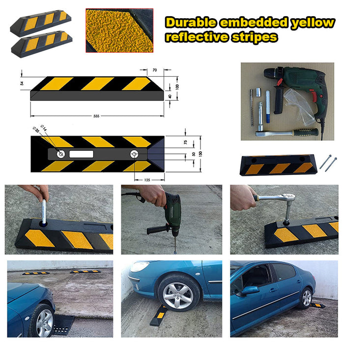 Rubber Driveway Stopper 550mm Parking Blocks Wheel Stops Guide Wheel Stops Parking Trade Me
