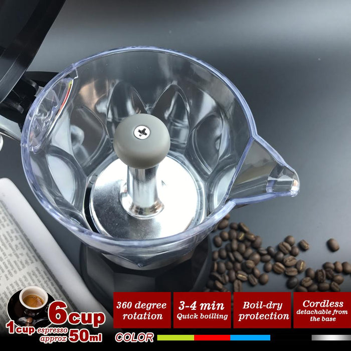 Black Electric Moka Coffee Maker Espresso Machine Italian Classic 6Cups Auto Power