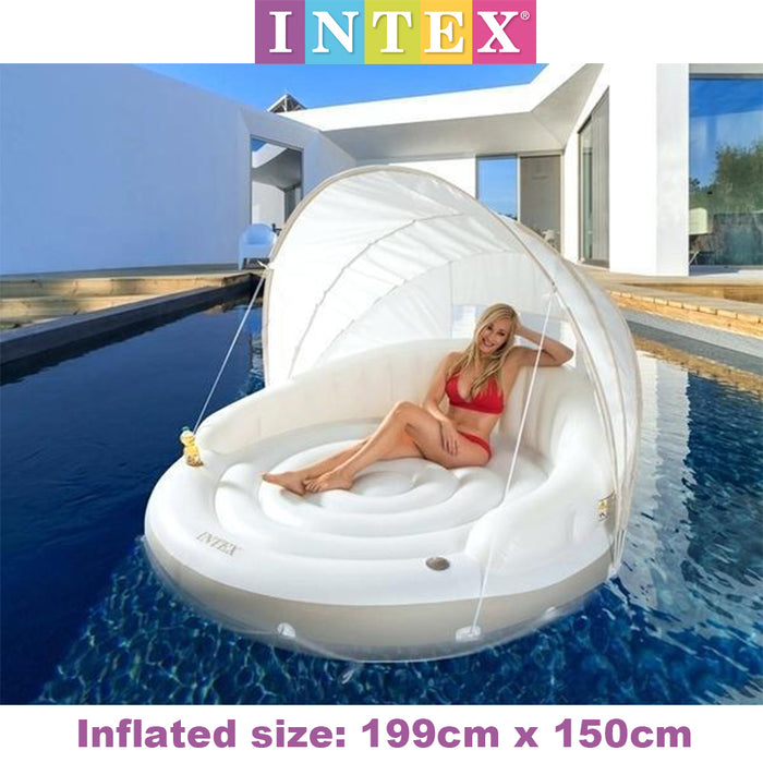 INTEX Shaded Pool Inflatable Island Float Canopy Deluxe Lounge Large 1.99m×1.5m