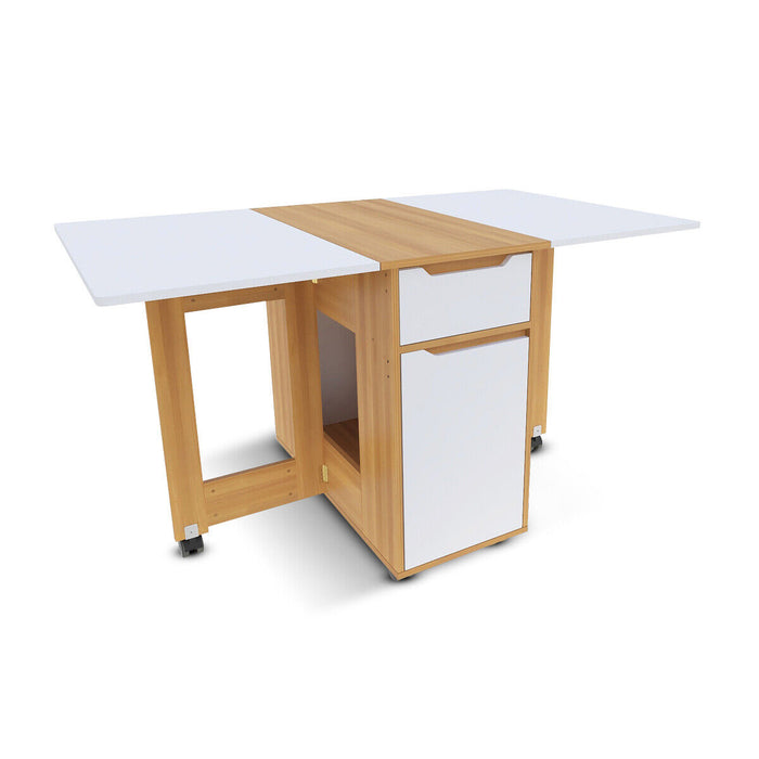 Home Master Lockable Wheels Folding Dining Table Various Fold Modes 135 x 74cm