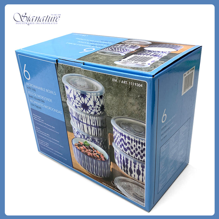 BPA Free 6 pcs Set Signature Bowl Set With Lids 591.47 ML / 19.9 OZ Ceramic