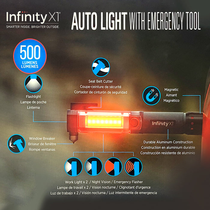 Infinityx1 7 In 1 Car Emergency Tool 500 LM 2pack Flashlight Work Light Portable