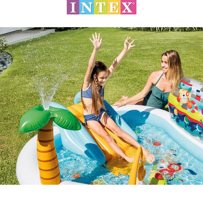 Intex Inflatable Fishing Fun Play Centre Slide Backyard Pool Kids Water Spray