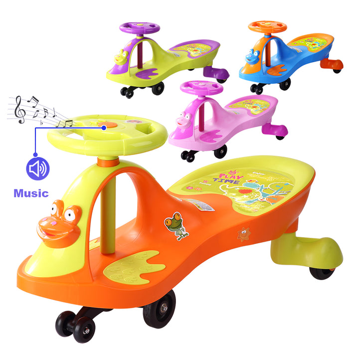 Orange Swivel Scooter Wiggle Gyro Swing Car Twist & Go Kid Toy Car Child Ride On Miusic