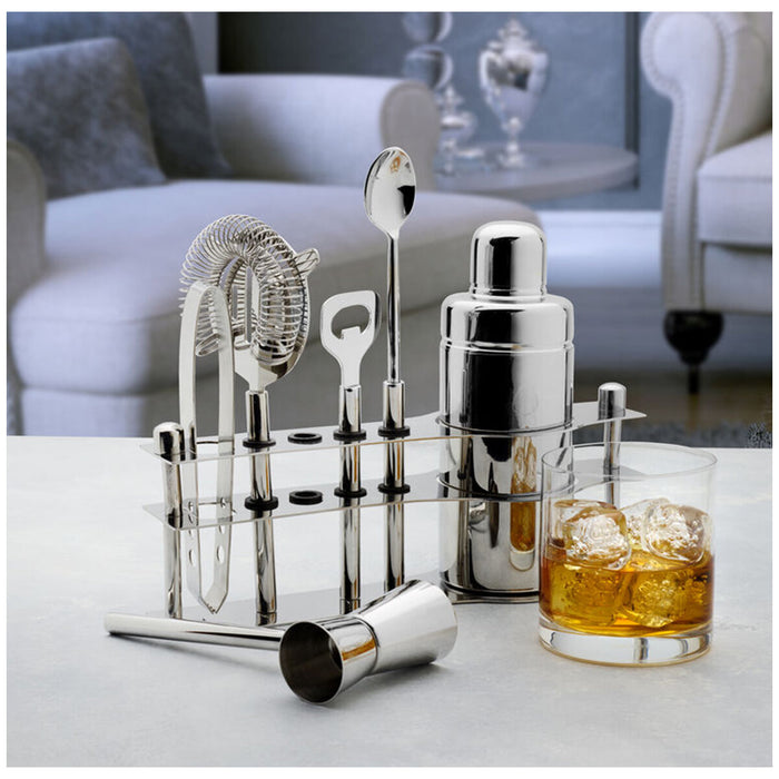 Mikasa 6 Piece Luxe Stainless Steel Bar Tool Set 550ml / 20.3cm Shaker With Stand