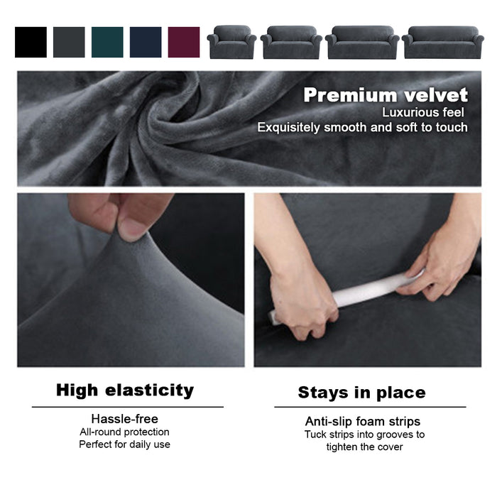 Velvet Sofa Cover Plush Couch Cover 5Colours Lounge Slipcover au