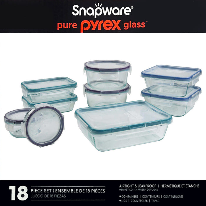 Snapware Pyrex 18 pcs Glass Containers With Lid Food Storage Glasslock Keeper
