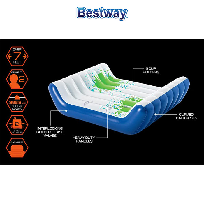 Bestway Hydro-Force Inflatable Swimming Float 2.21mx1.74m 2P Chill Splash Lounge