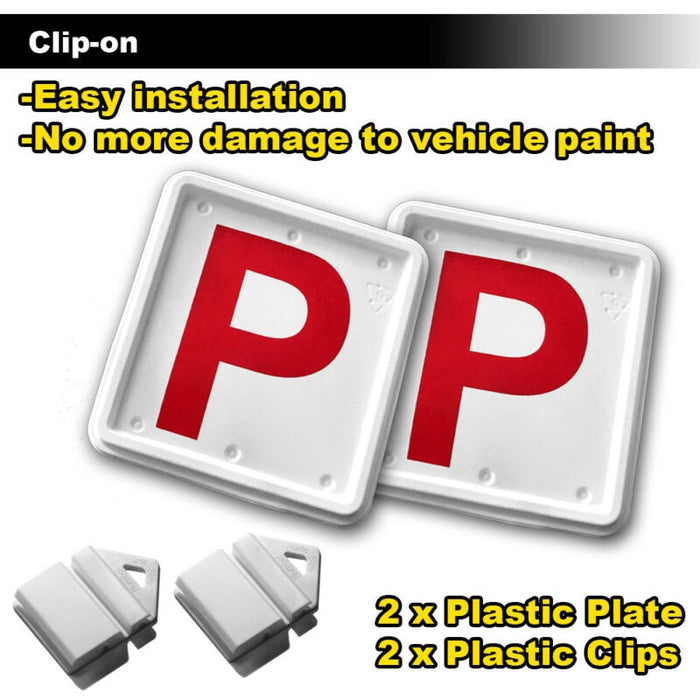 2 Pcs Clip It On Plate With 2 P/L Licence Plate Set (Green P/ Green P 100 / Red P / Red P 90 / L / L90)