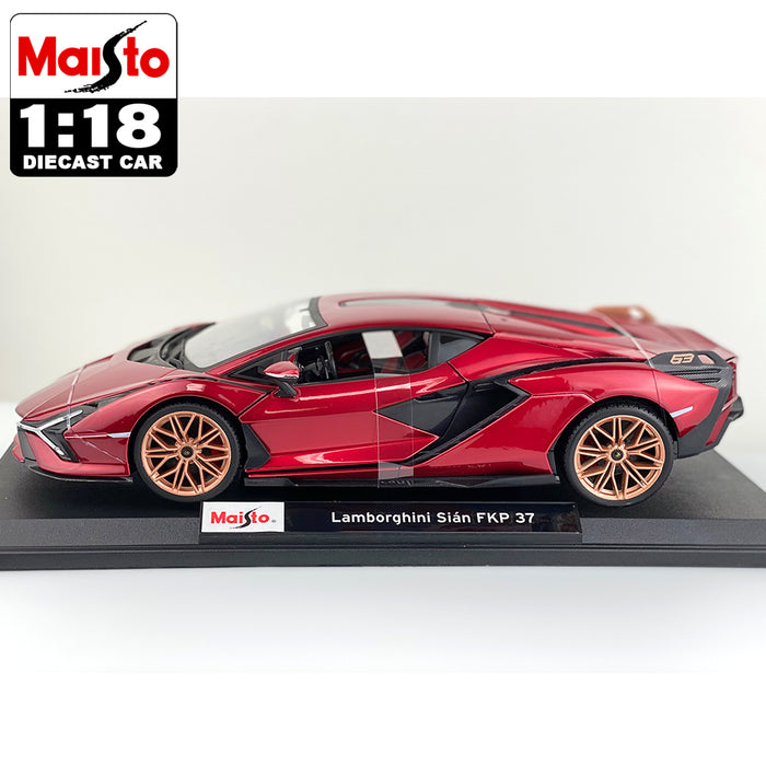 Maisto 1:18 Lamborghini Sian FKP37 Diecast Car Model Special Edition Blue & Red