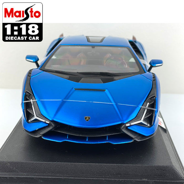 Maisto 1:18 Lamborghini Sian FKP37 Diecast Car Model Special Edition Blue & Red