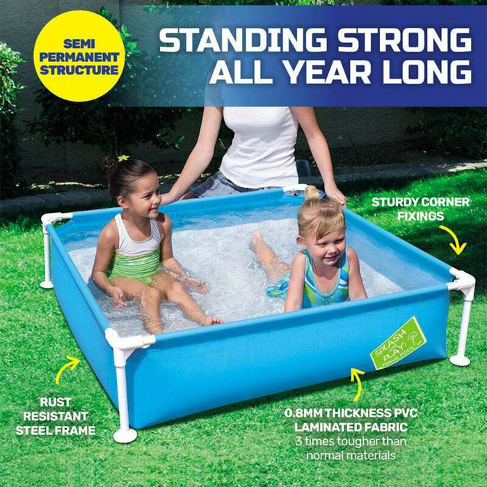 Bestway Mini Frame Square Pool Blue Fun Toy Garden Outdoor 2Y+ 1.22m Kids