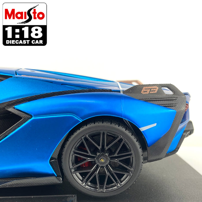 Maisto 1:18 Lamborghini Sian FKP37 Special Edition Metallic Diecast Car Model Pearl Blue