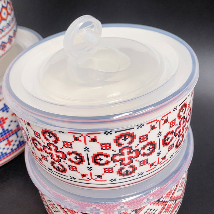 Signature Ceramic 4 Bowls With Air Tight Lids BPA Free 8PCS Bowls Set Stoneware