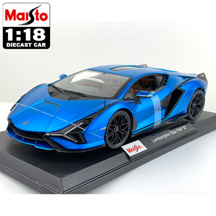 Maisto 1:18 Lamborghini Sian FKP37 Special Edition Metallic Diecast Car Model Pearl Blue