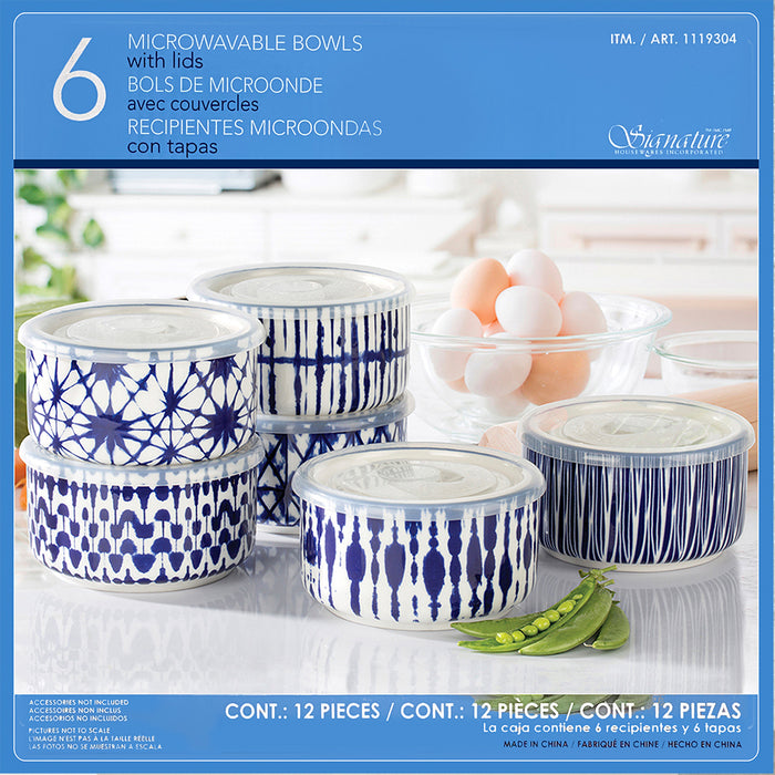BPA Free 6 pcs Set Signature Bowl Set With Lids 591.47 ML / 19.9 OZ Ceramic